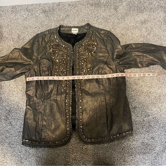 Chicos GOLDEN TRINKET ROYALTY JACKET BREADED
INDIGO/BRONZE FOIL 2/Large - Picture 13 of 14